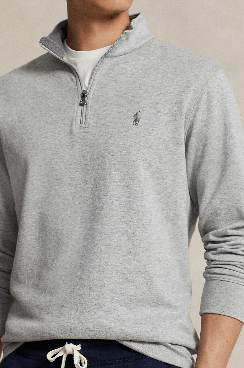POLO RALPH LAUREN Pony half-zip jersey top Men LIGHT GREY 5