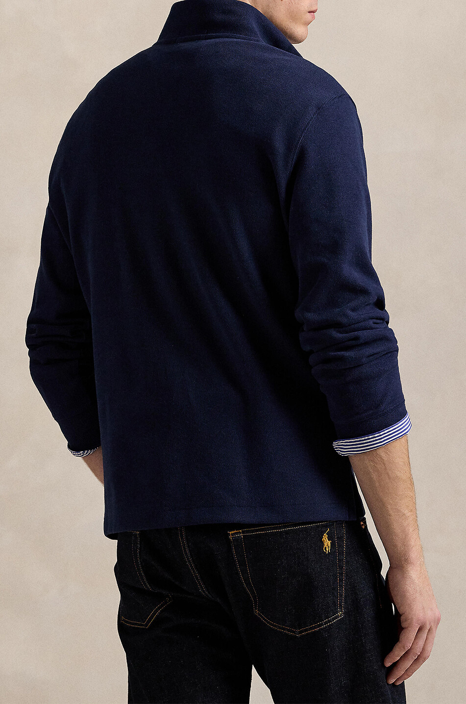 POLO RALPH LAUREN Estate-Rib Pony half-zip pullover in cotton Men DARK BLUE 4