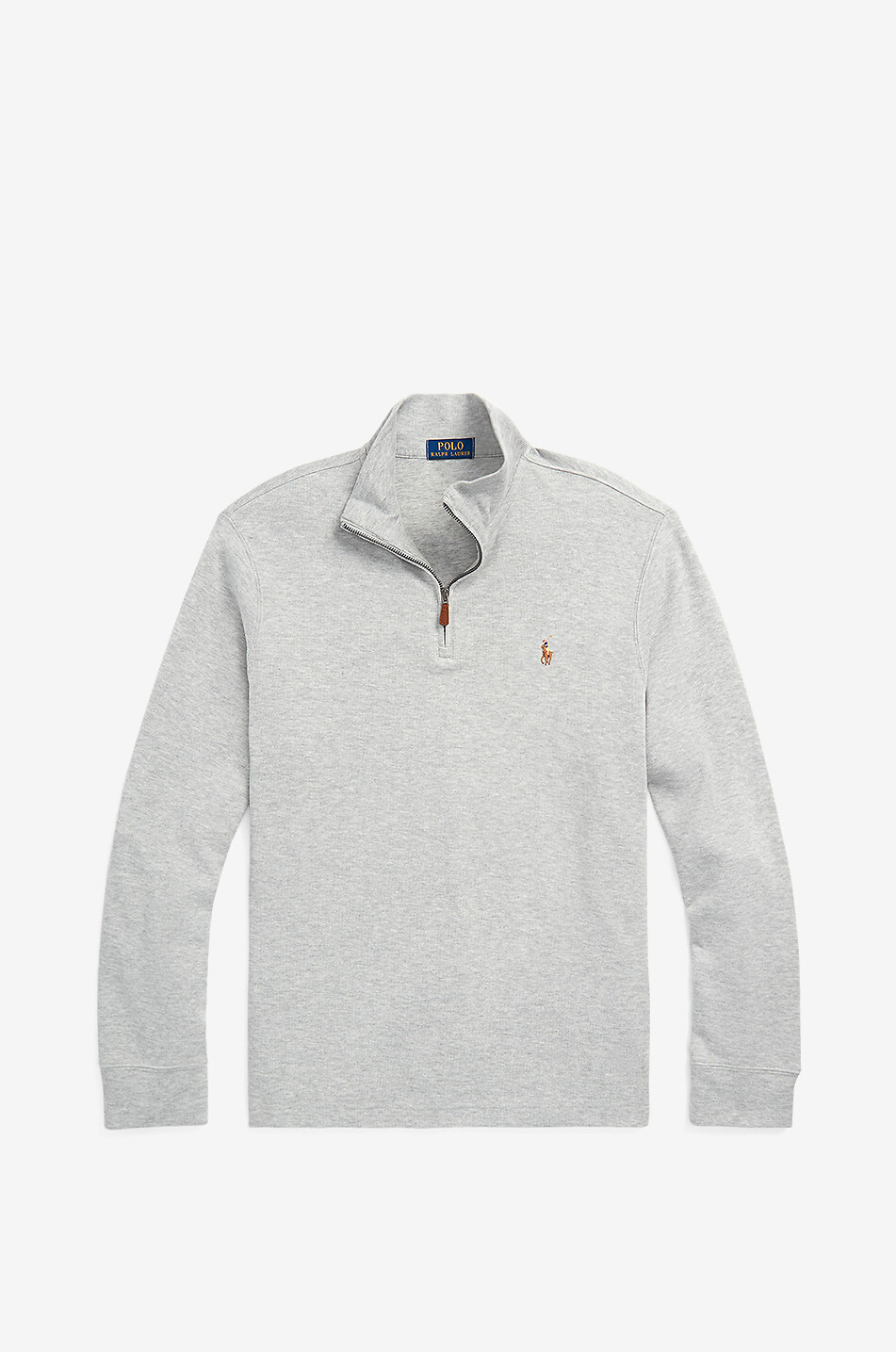 POLO RALPH LAUREN Estate-Rib Pony half-zip pullover in cotton Men LIGHT GREY 1