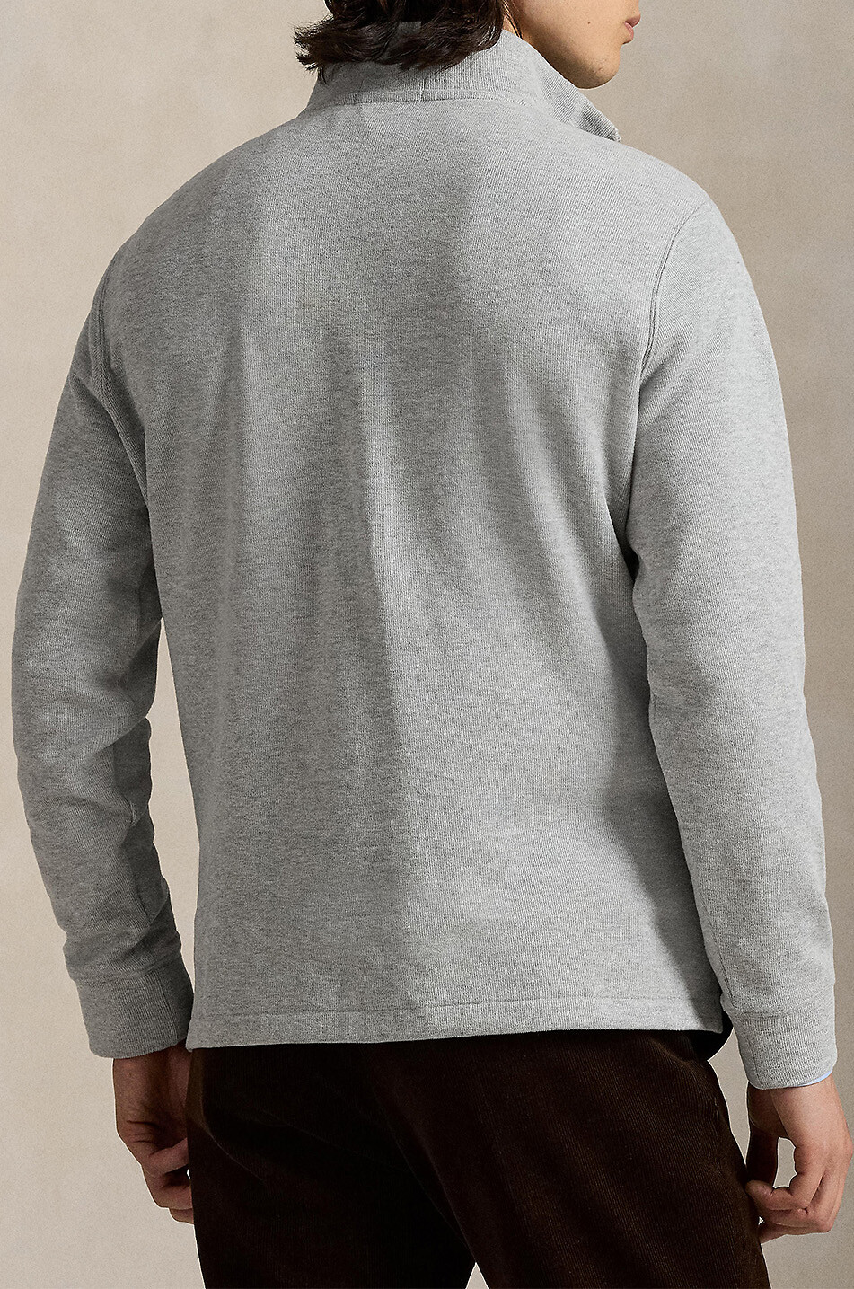 POLO RALPH LAUREN Estate-Rib Pony half-zip pullover in cotton Men LIGHT GREY 3