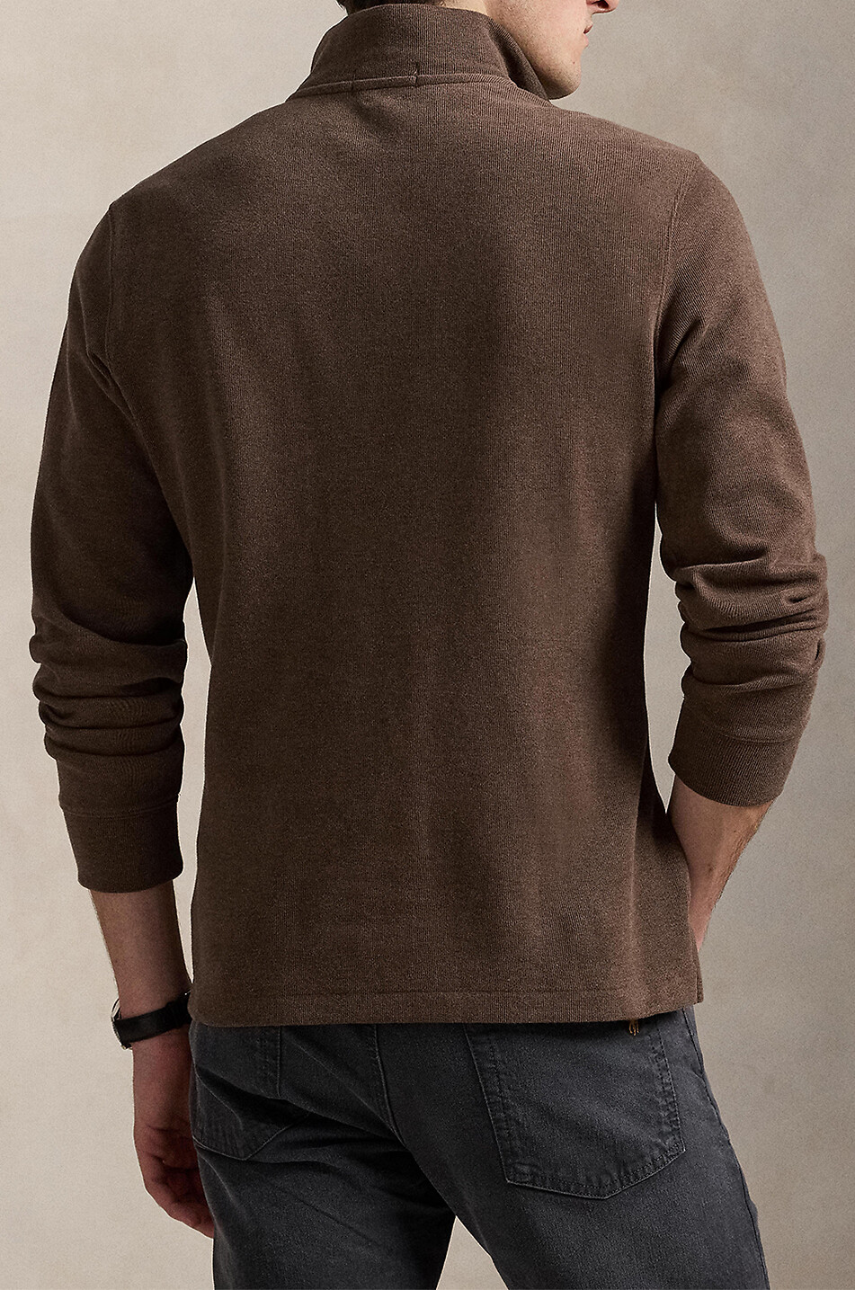 POLO RALPH LAUREN Estate-Rib Pony half-zip pullover in cotton Men BROWN 3