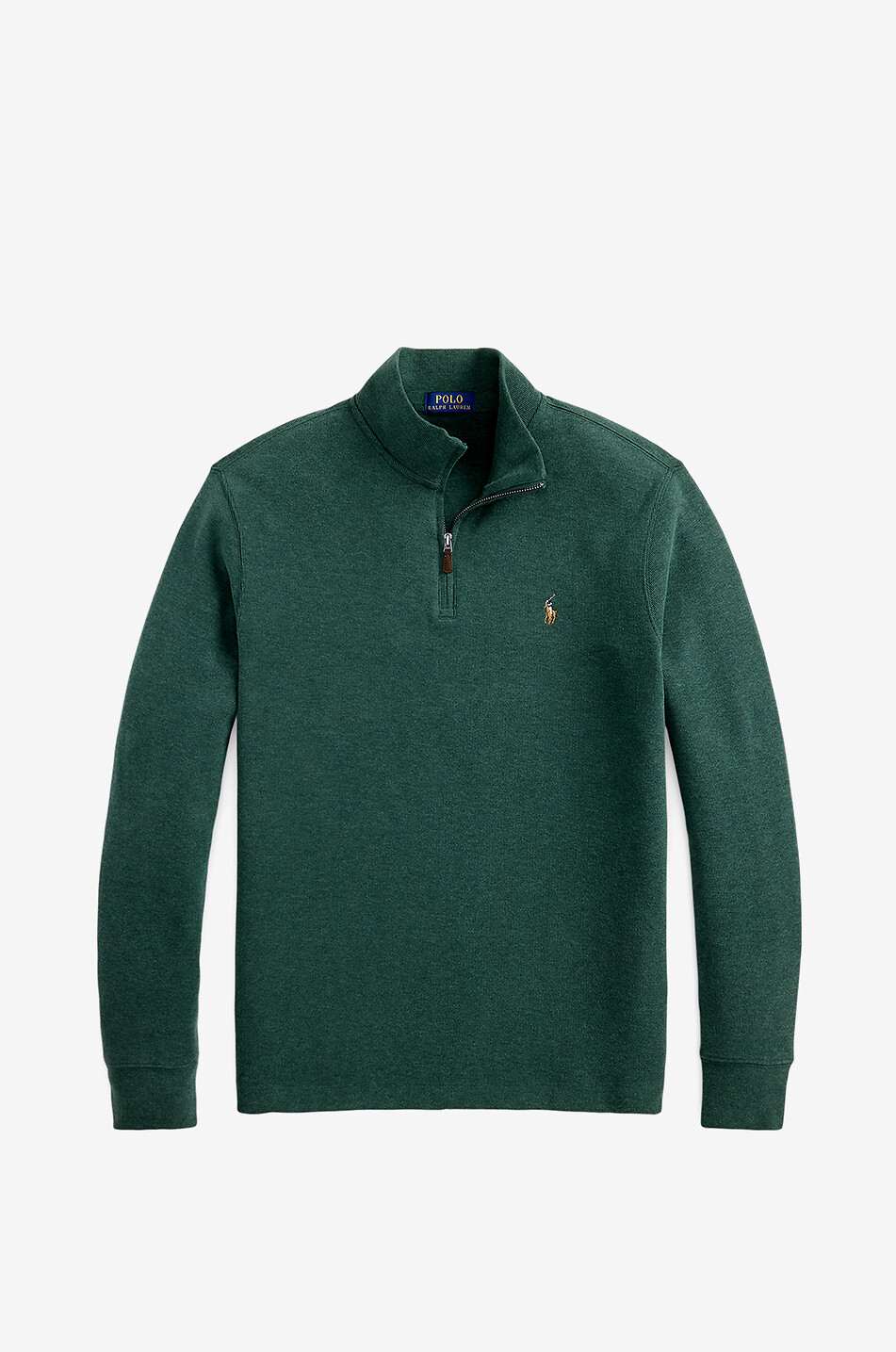 POLO RALPH LAUREN Estate-Rib Pony half-zip pullover in cotton Men DARK GREEN 1