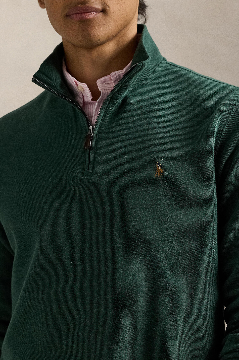 POLO RALPH LAUREN Estate-Rib Pony half-zip pullover in cotton Men DARK GREEN 6