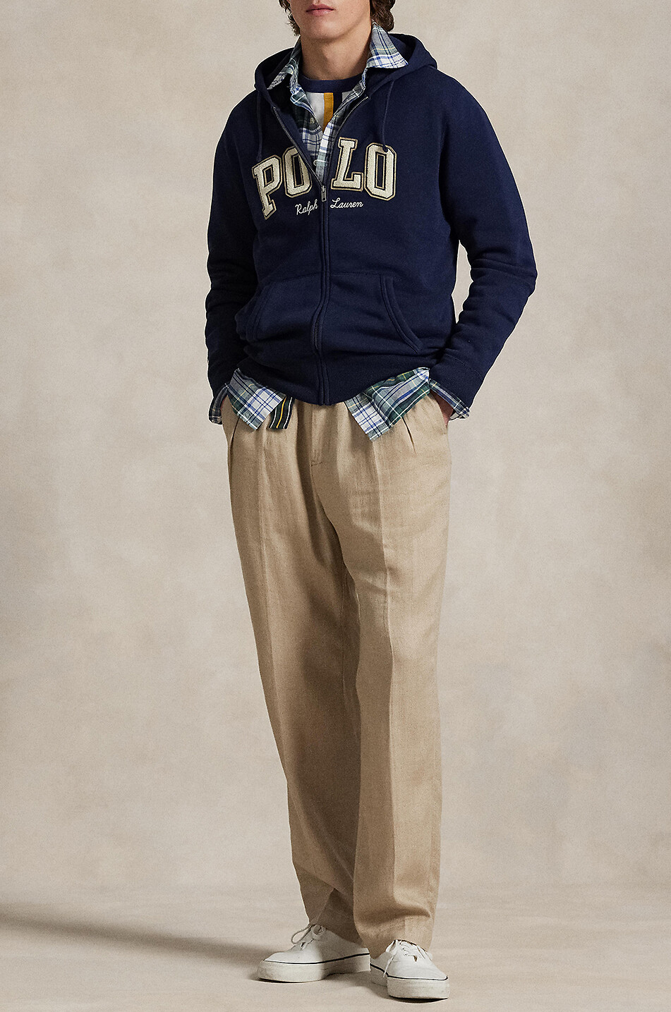 POLO RALPH LAUREN Letterman Polo Logo embroidered hooded full-zip sweatshirt Men DARK BLUE 4