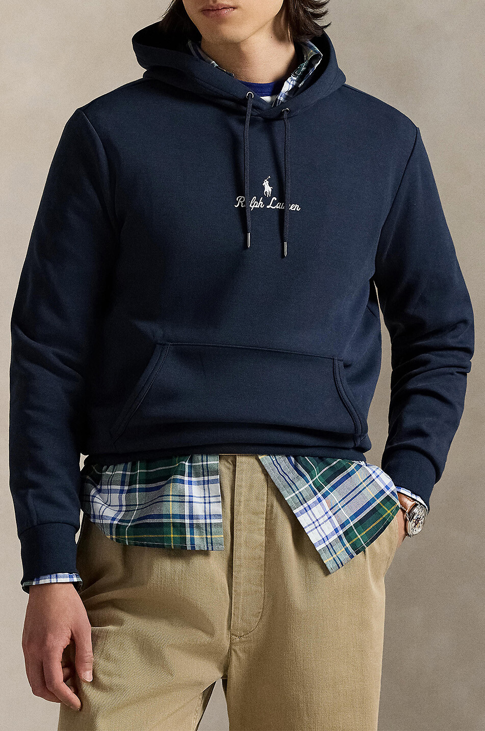 POLO RALPH LAUREN Script Logo Double-Knit hooded sweatshirt Men DARK BLUE 2