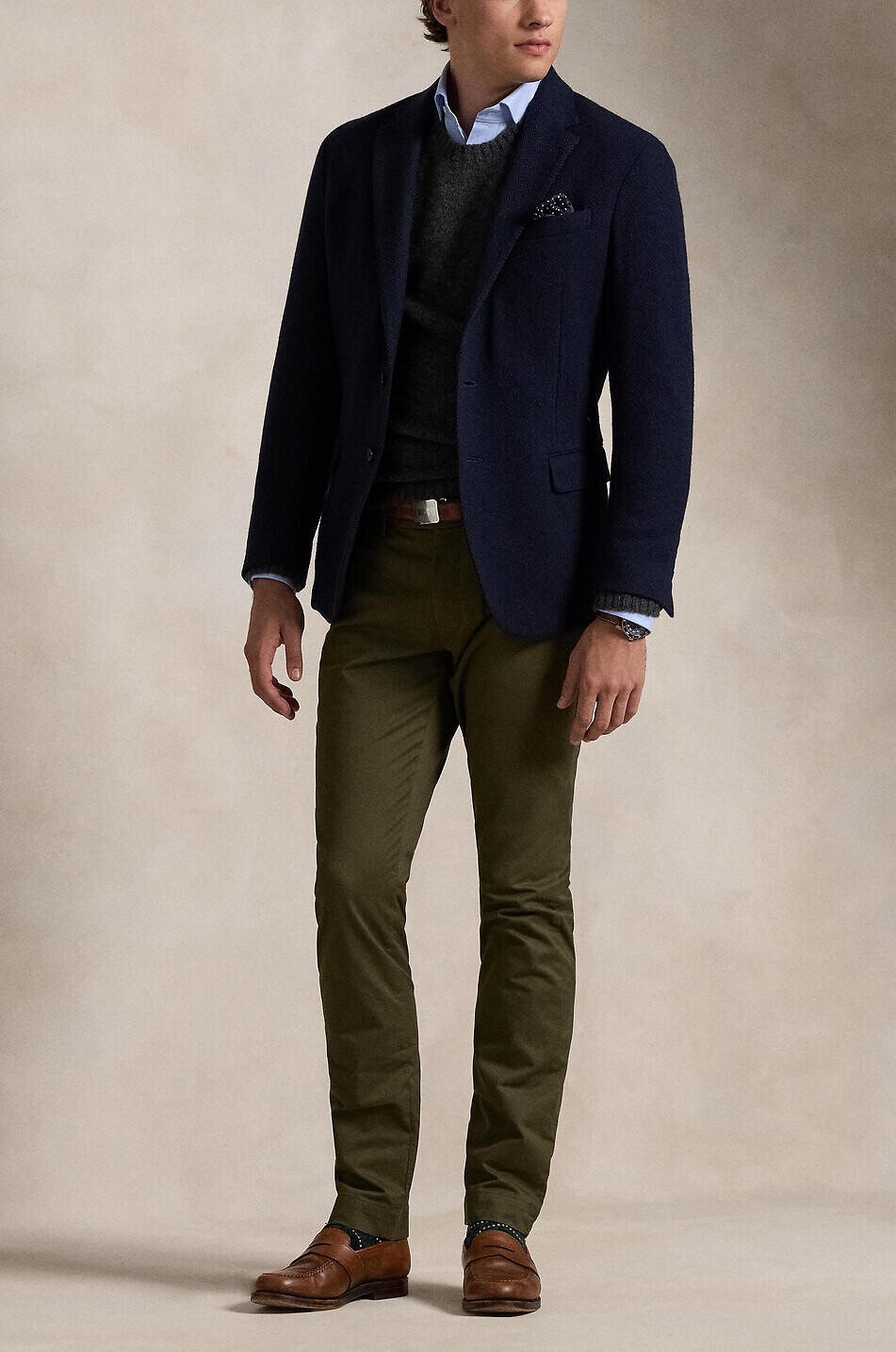 POLO RALPH LAUREN Cotton stretch slim fit chino trousers Men KHAKI 2