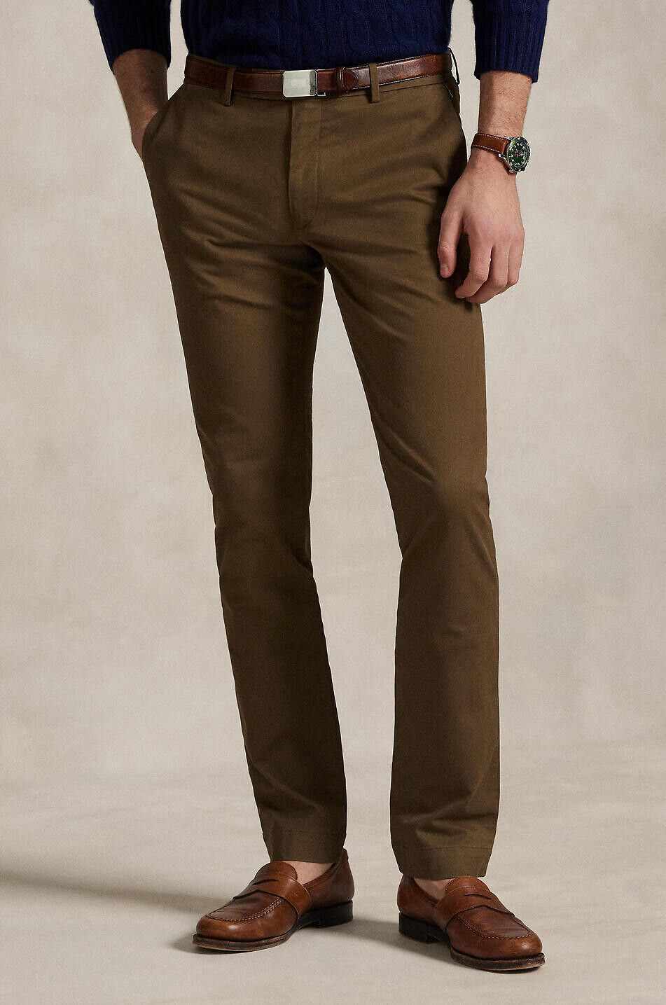 POLO RALPH LAUREN Cotton stretch slim fit chino trousers Men BROWN 2