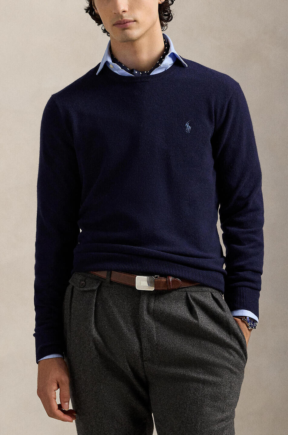 POLO RALPH LAUREN Pony crewneck fine-gauge wool jumper Men DARK BLUE 2