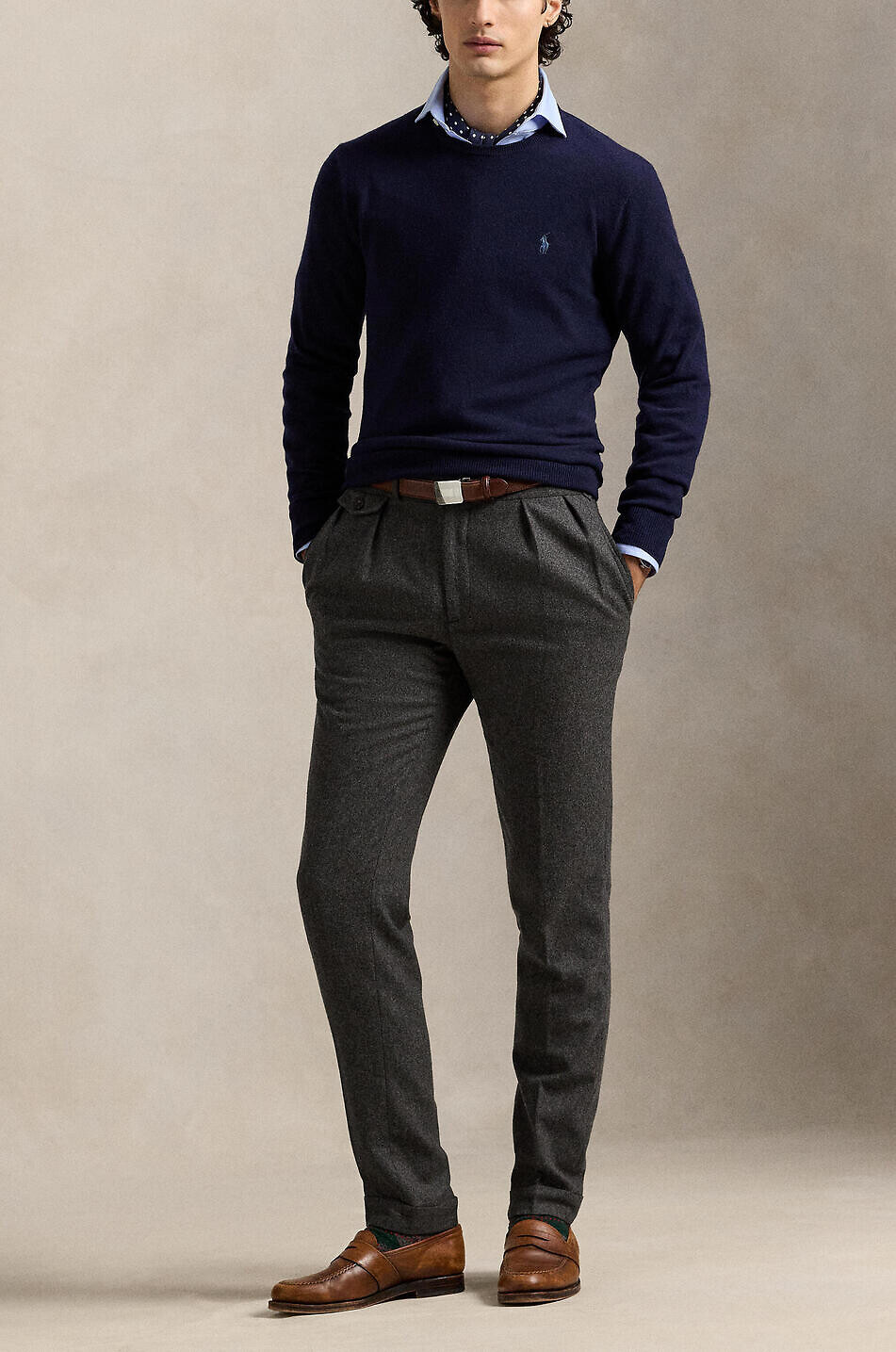 POLO RALPH LAUREN Pony crewneck fine-gauge wool jumper Men DARK BLUE 4