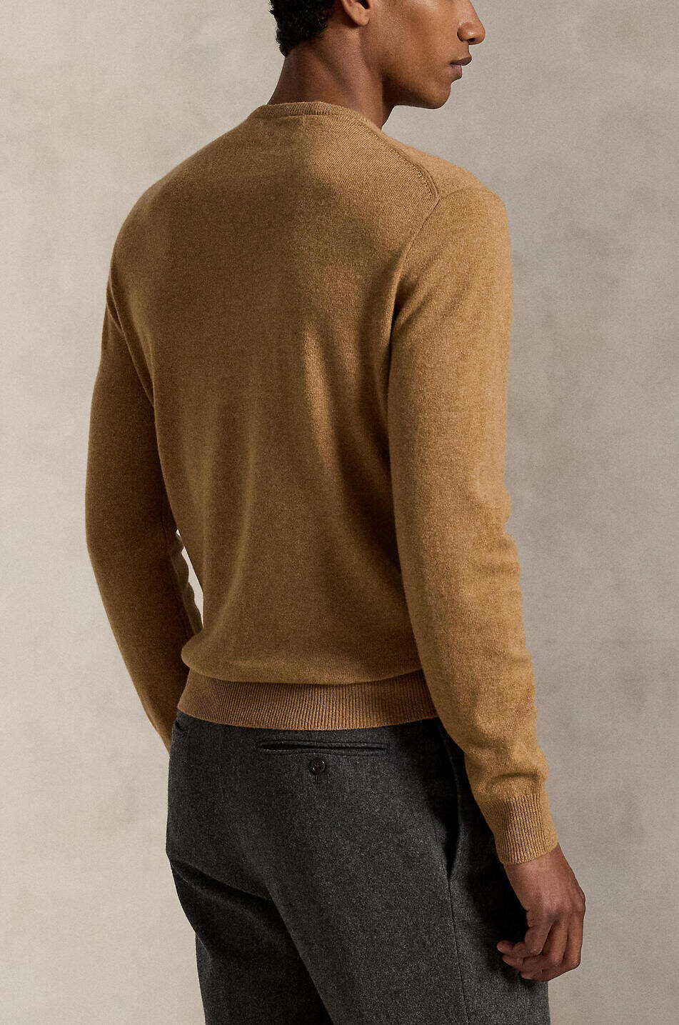 POLO RALPH LAUREN Pull fin à col rond en laine Pony Homme MARRON CLAIR 3