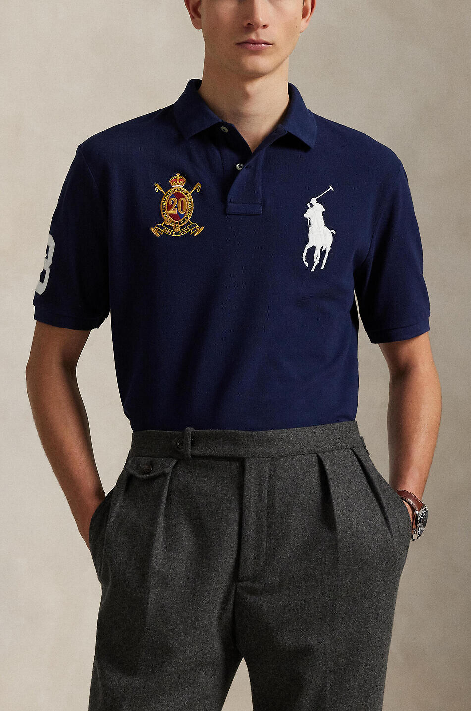 POLO RALPH LAUREN Kurzarm-Polohemd Custom Slim Fit 20th Anniversary Herren DUNKELBLAU 2