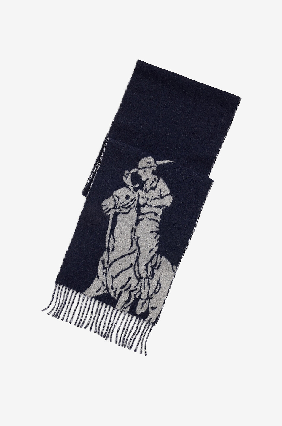 POLO RALPH LAUREN Écharpe tissée en laine mélangée Big Pony Homme BLEU FONCE 2