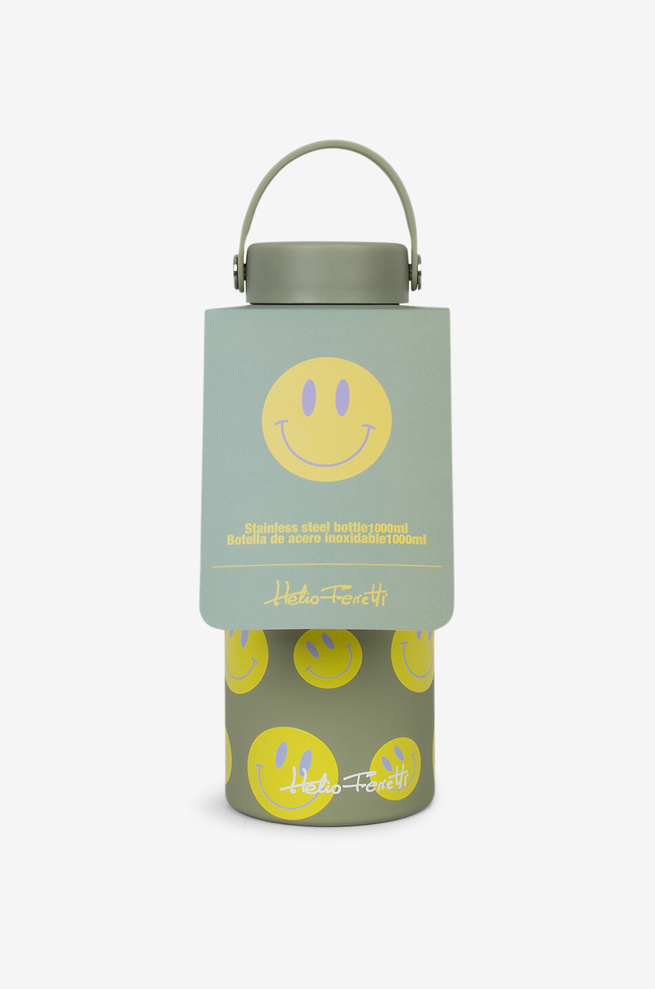 HELIO FERRETTI Bedruckte Trinkflasche Smiley - 1L Haus GRÜN 4