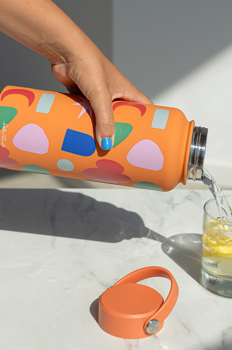 HELIO FERRETTI Playful striped water bottle - 1L Home ORANGE 3