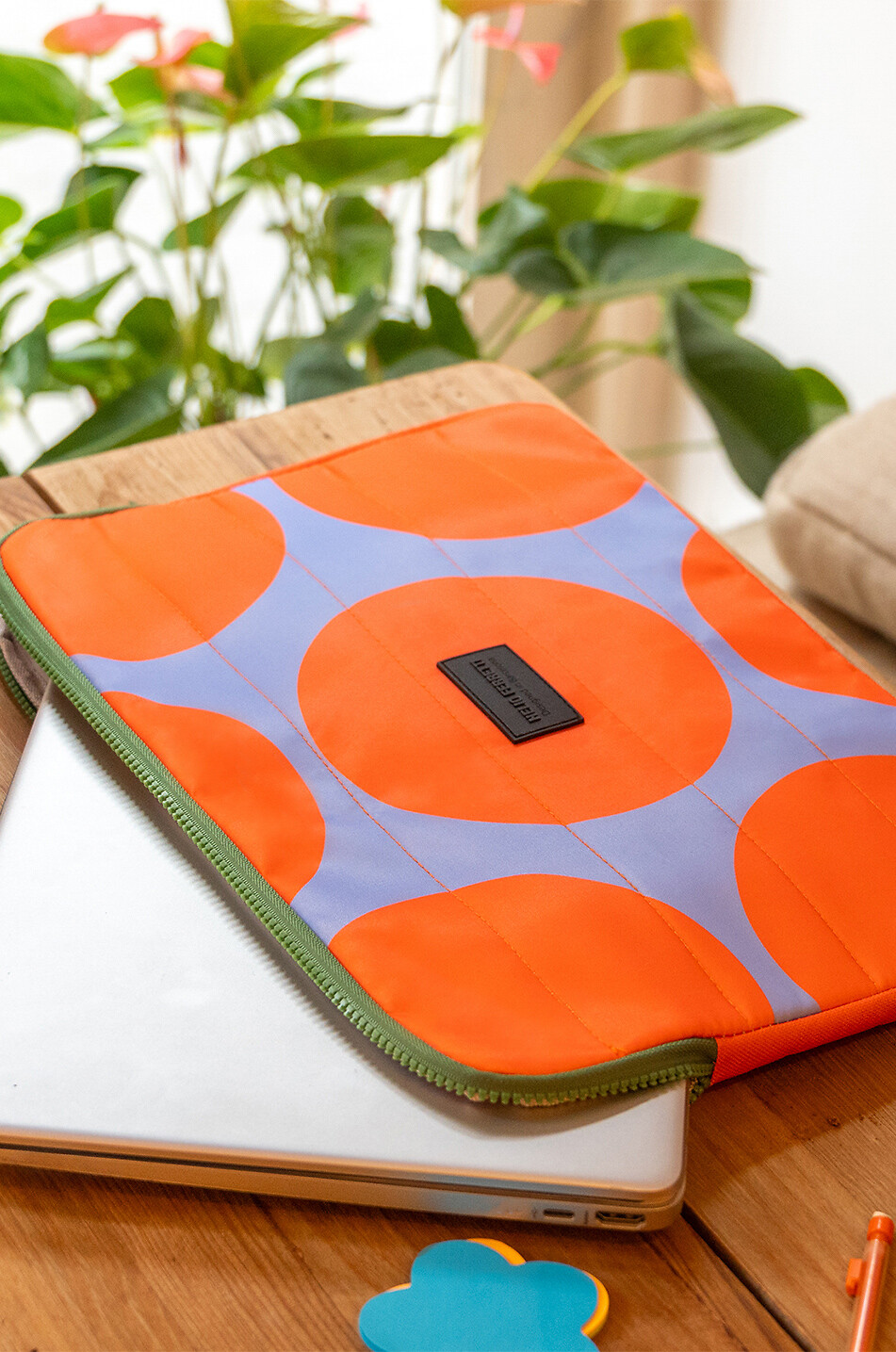 HELIO FERRETTI Tangerine Sky polka dot zipped laptop case Home ORANGE 3