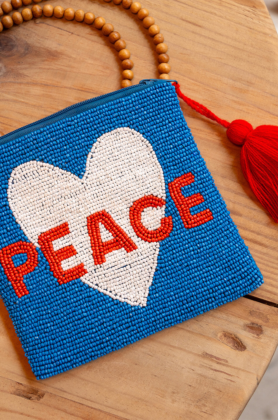 Pochette motif coeurs Medium Peace