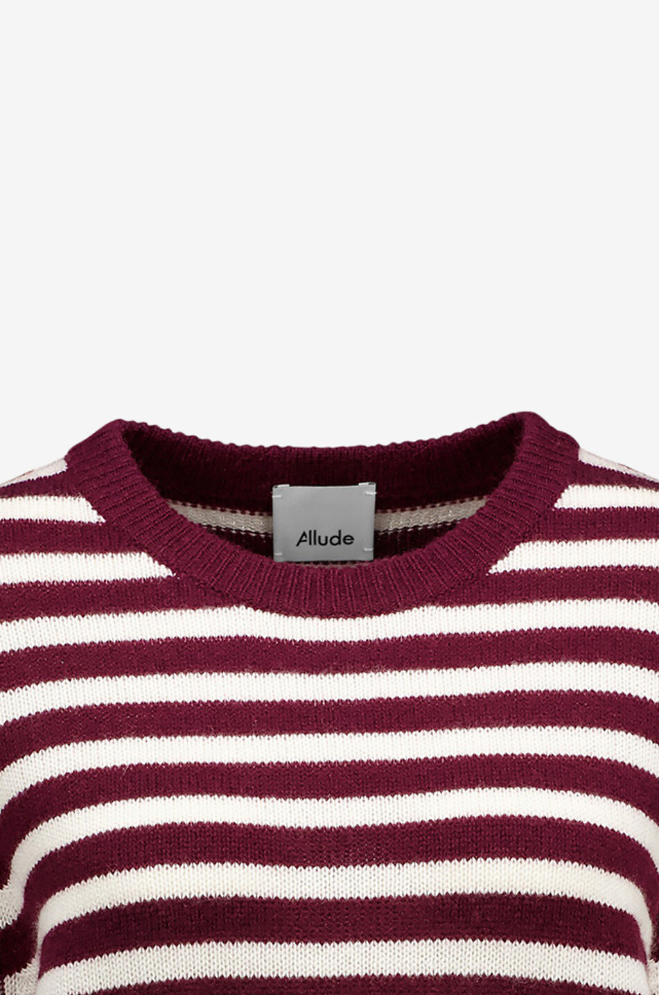 ALLUDE Striped wool and cashmere round neck jumper Women DARK RED 3