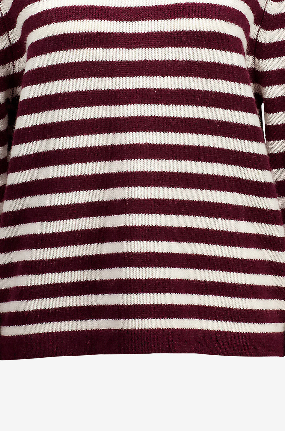 ALLUDE Striped wool and cashmere round neck jumper Women DARK RED 4