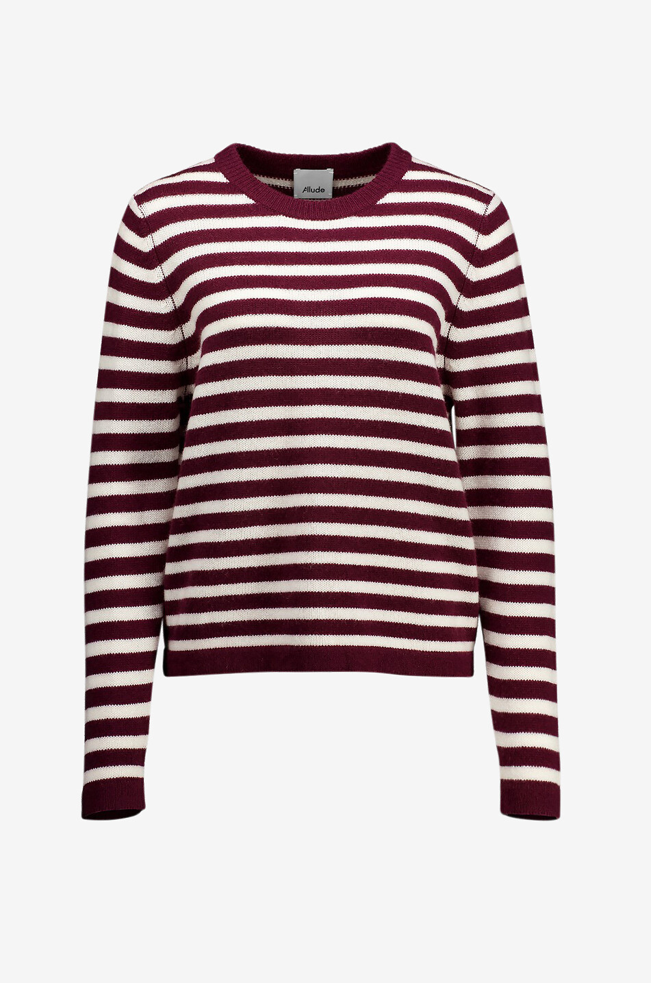 Striped wool and cashmere round neck jumper