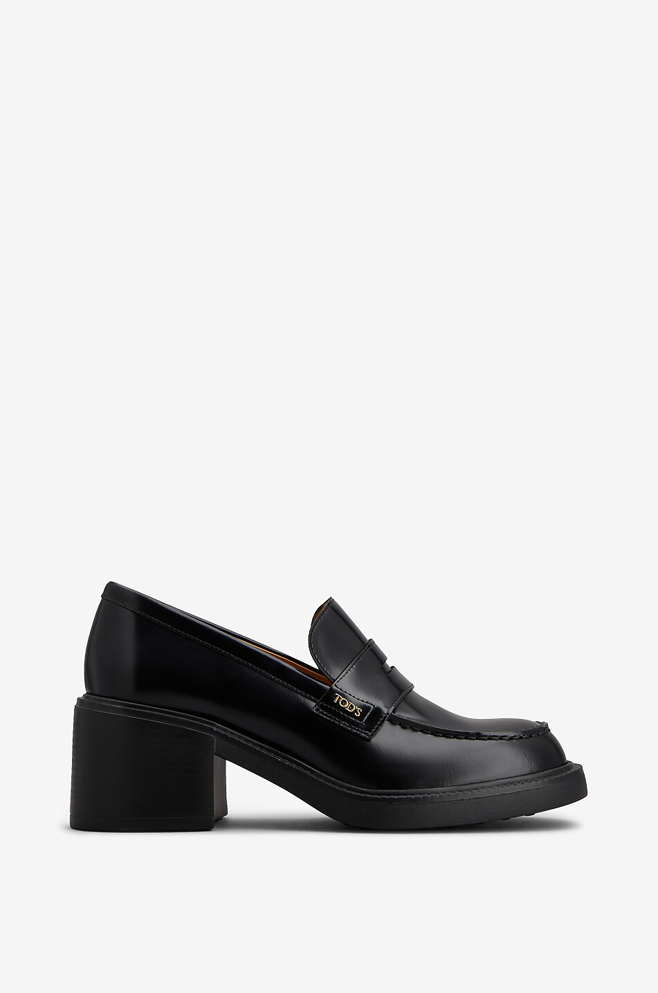 TOD'S Brushed leather chunky heel loafers Women BLACK 1