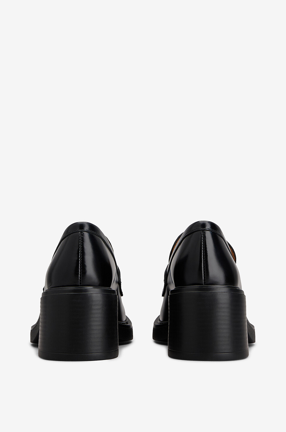 TOD'S Brushed leather chunky heel loafers Women BLACK 3