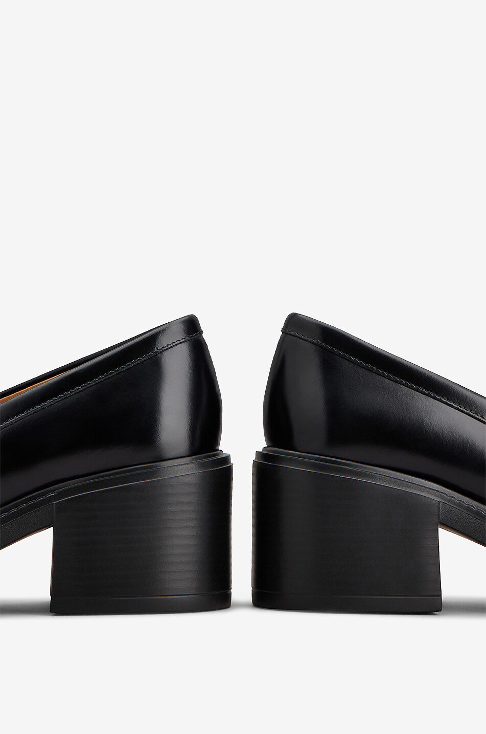 TOD'S Brushed leather chunky heel loafers Women BLACK 4