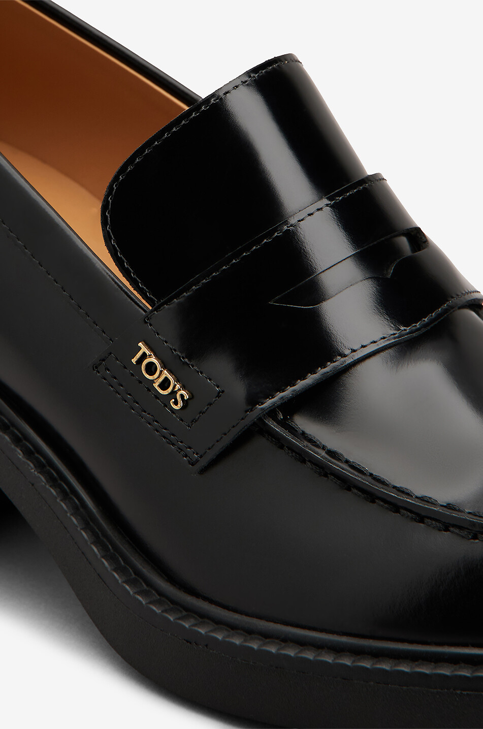 TOD'S Brushed leather chunky heel loafers Women BLACK 5
