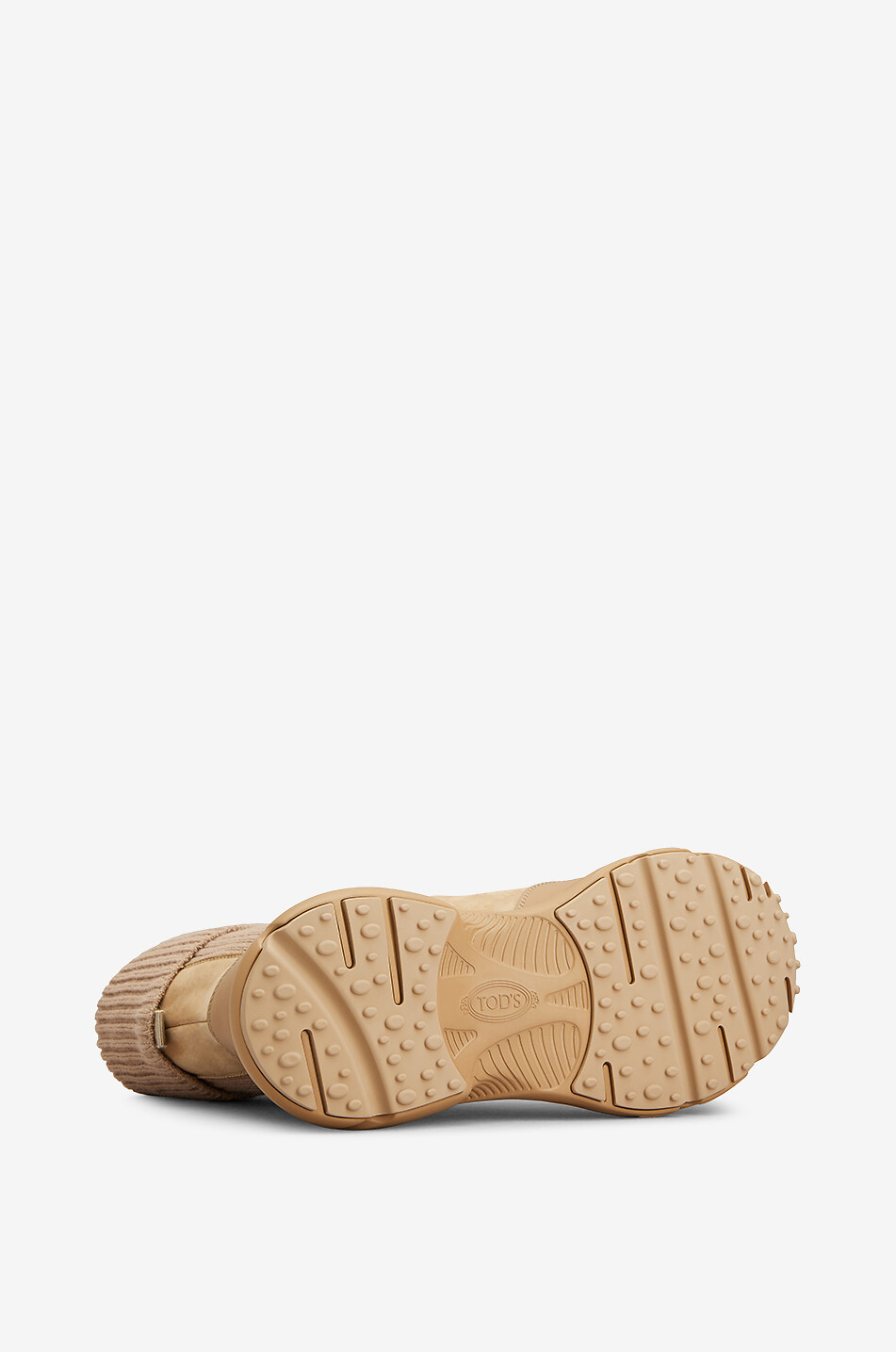 TOD'S Bottines Chelsea en cuir nubuck et maille Sporty Run Femme CAMEL 4