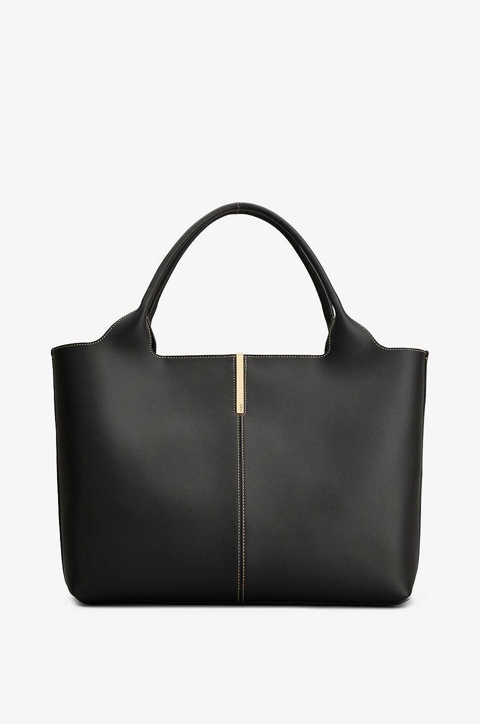 TOD'S Shopping Medium-Petit grained leather tote bag Women BLACK 1
