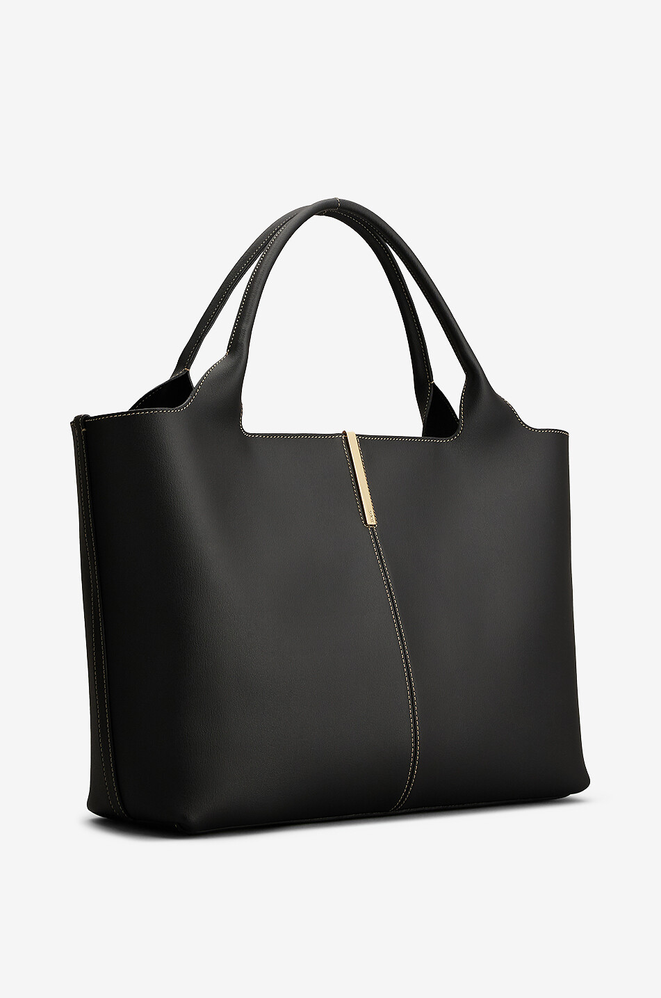 TOD'S Shopping Medium-Petit grained leather tote bag Women BLACK 2