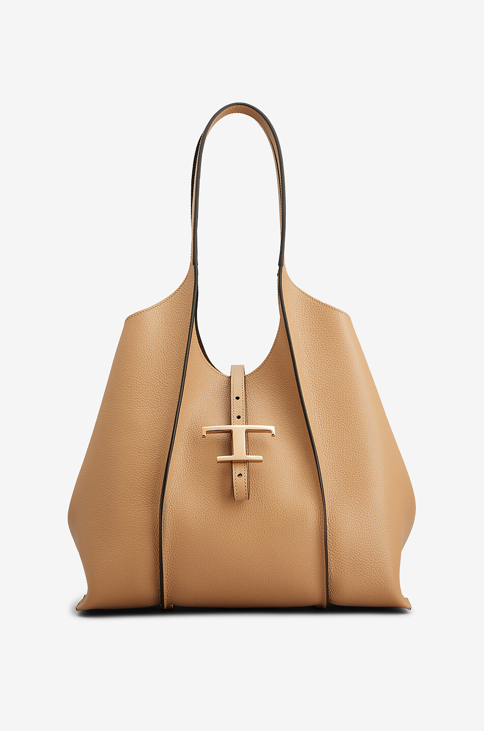 TOD'S Sac cabas en cuir grainé T Timeless Small Femme CAMEL 1