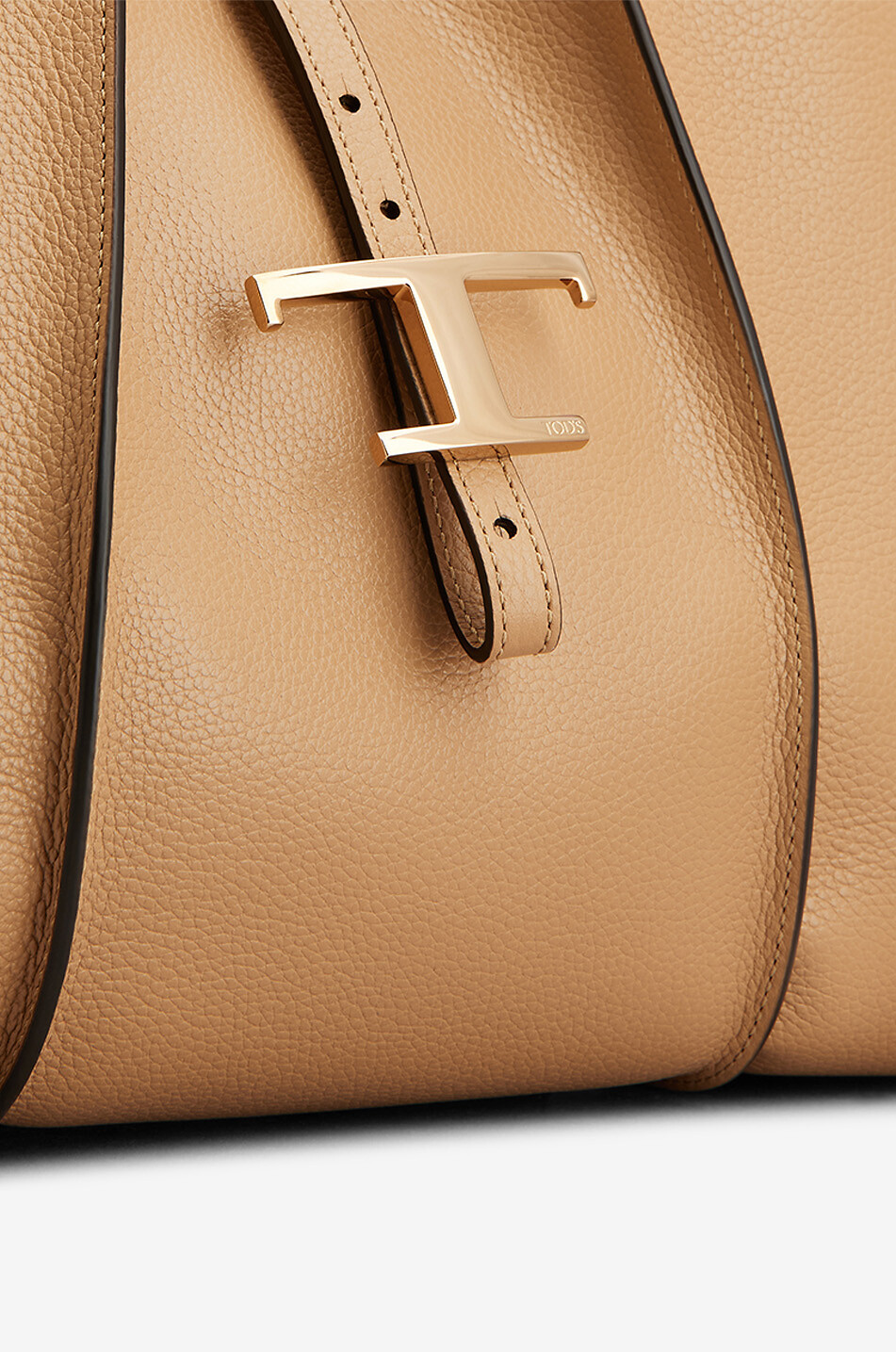 TOD'S Sac cabas en cuir grainé T Timeless Small Femme CAMEL 5