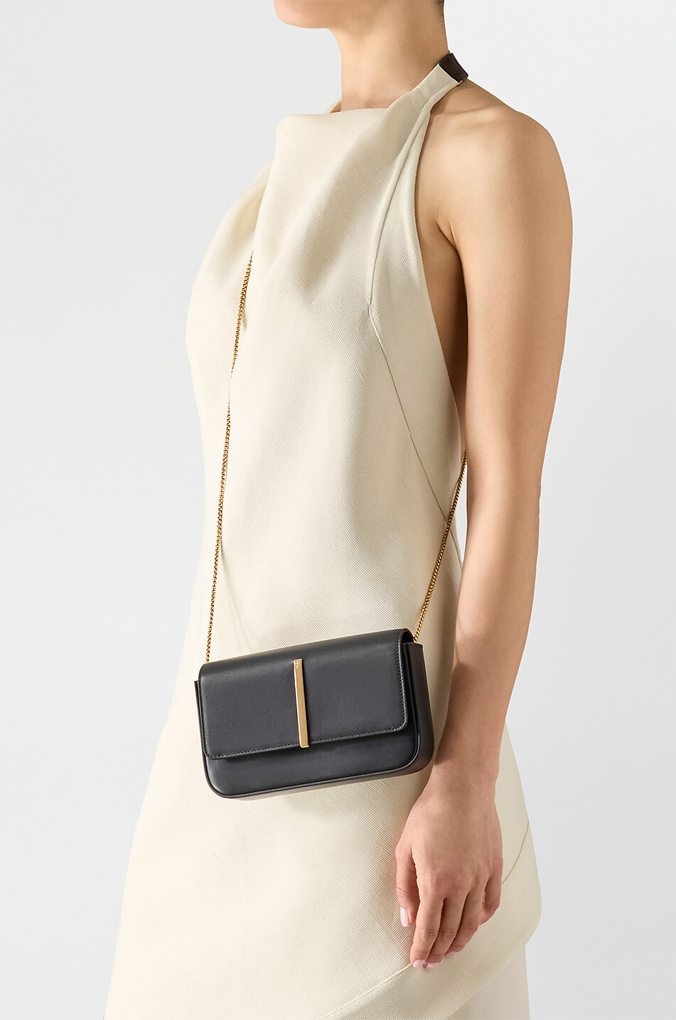TOD'S Sac porté épaule en cuir lisse Mini Flap Femme NOIR 3