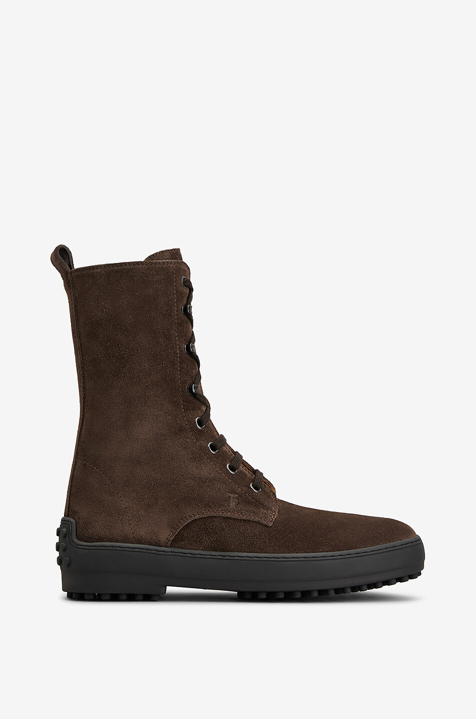 TOD'S Gommino flat suede lace-up ankle boots Women DARK BROWN 1
