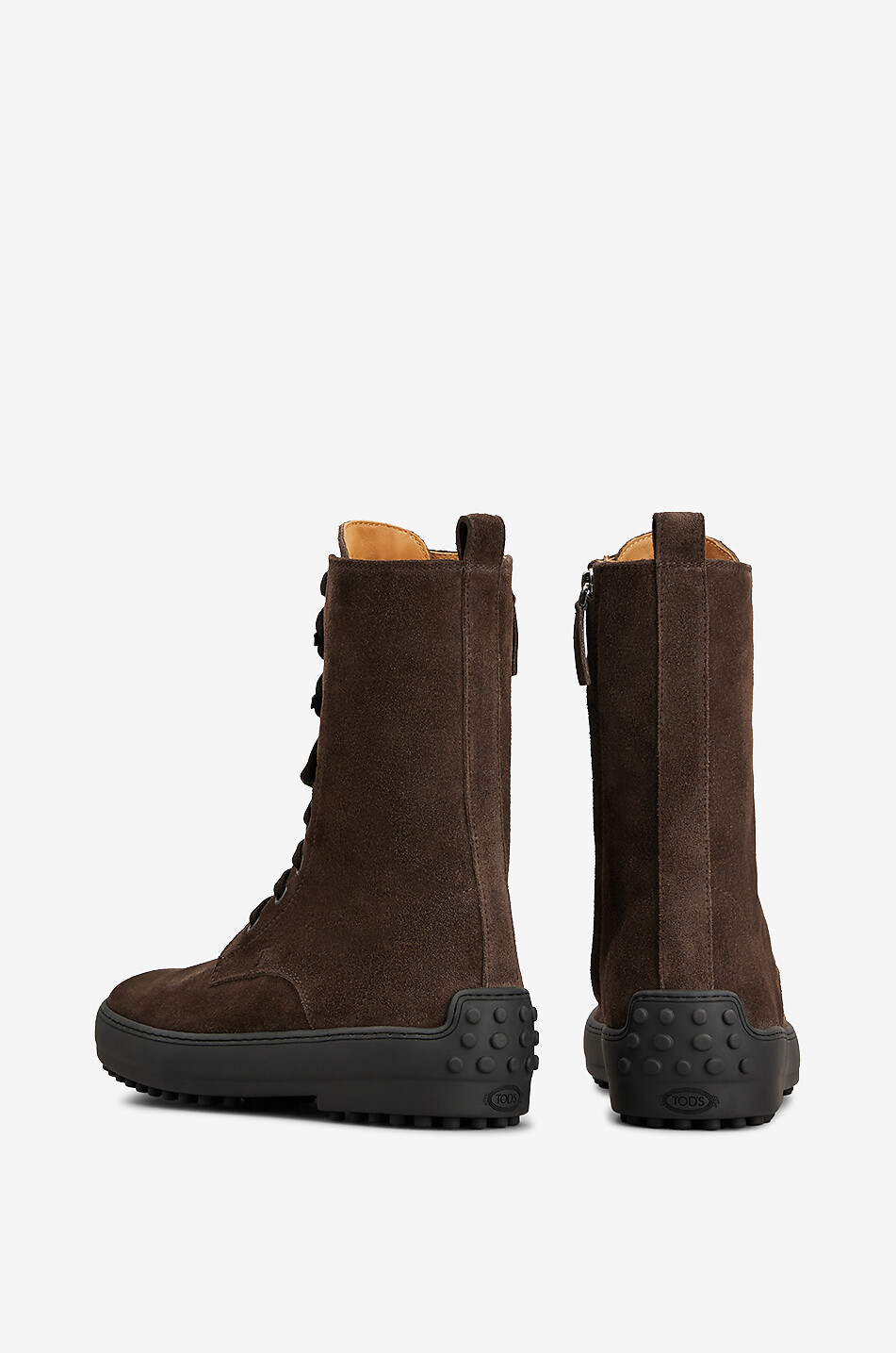 TOD'S Gommino flat suede lace-up ankle boots Women DARK BROWN 3