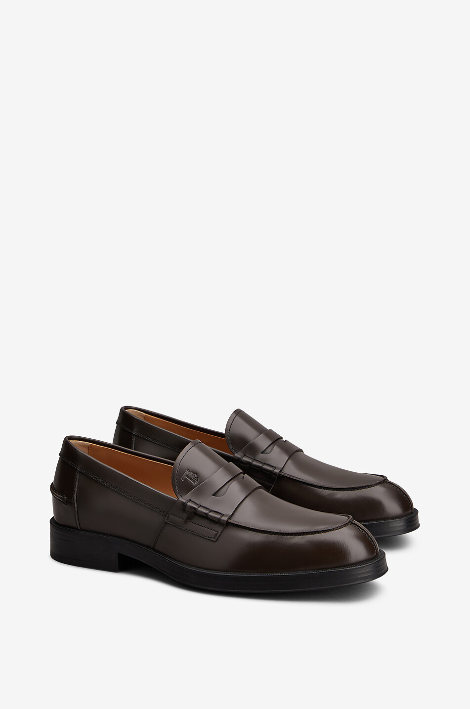 TOD'S Glossy leather loafers Men DARK BROWN 2