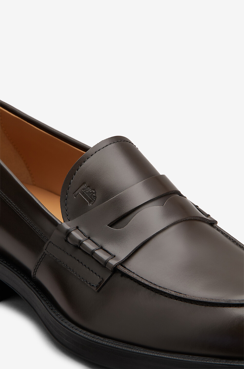 TOD'S Glossy leather loafers Men DARK BROWN 4