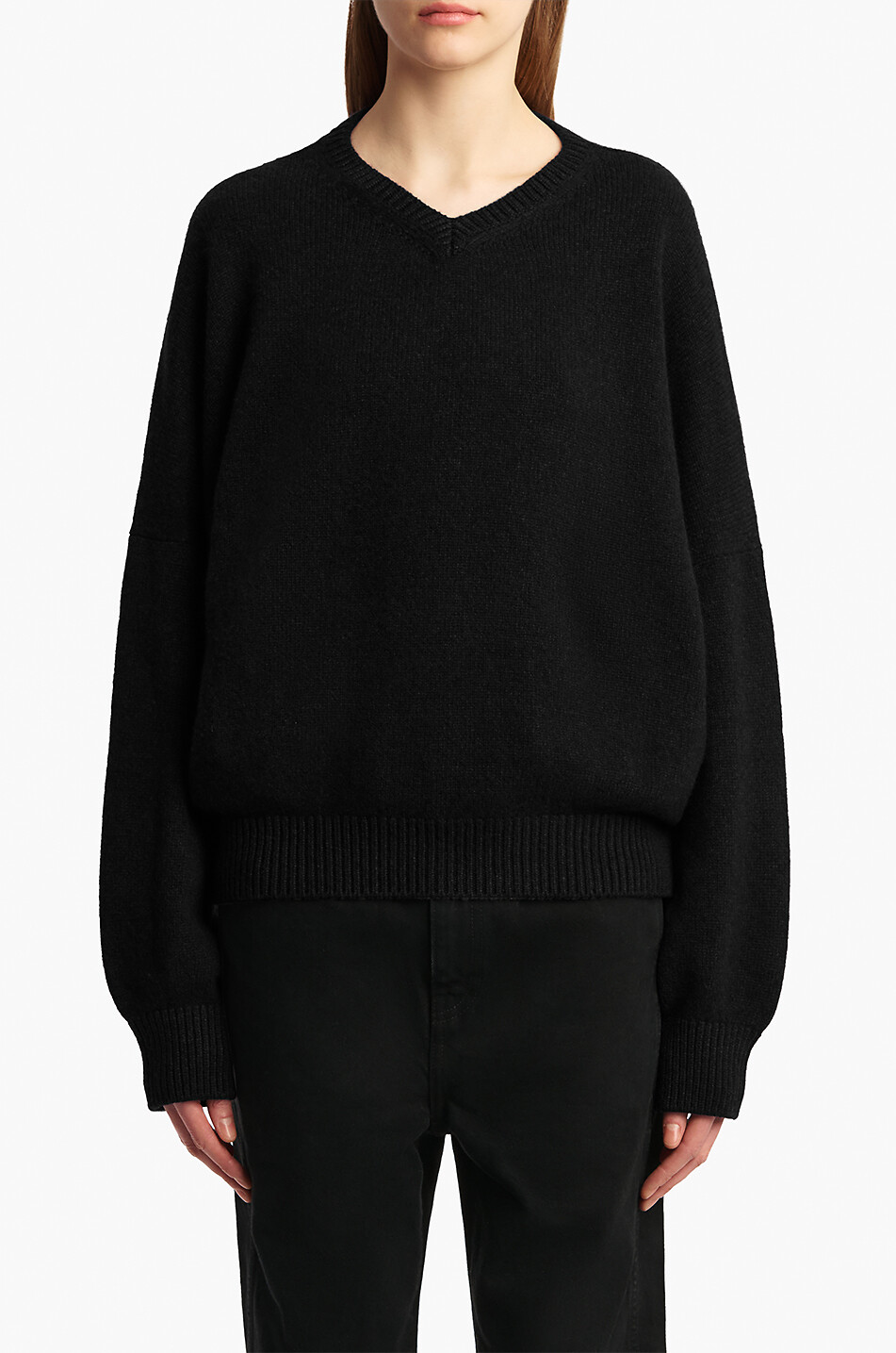 KHAITE Wolfe relaxed cashmere crewneck jumper Women BLACK 3