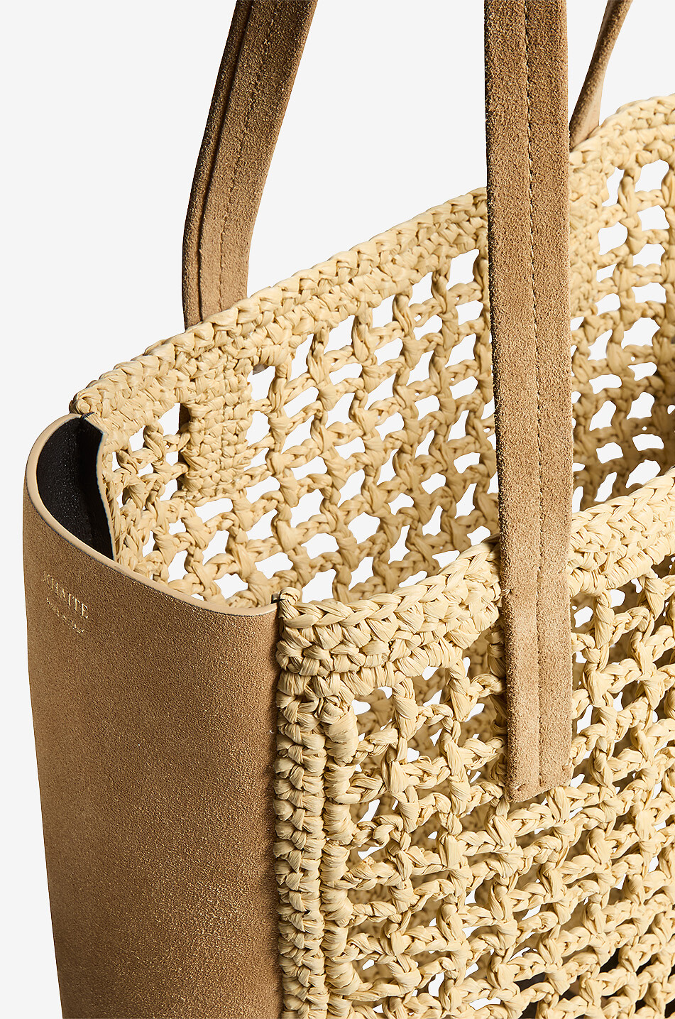 KHAITE Sac cabas en daim et raphia Zoe Small Femme BEIGE 5