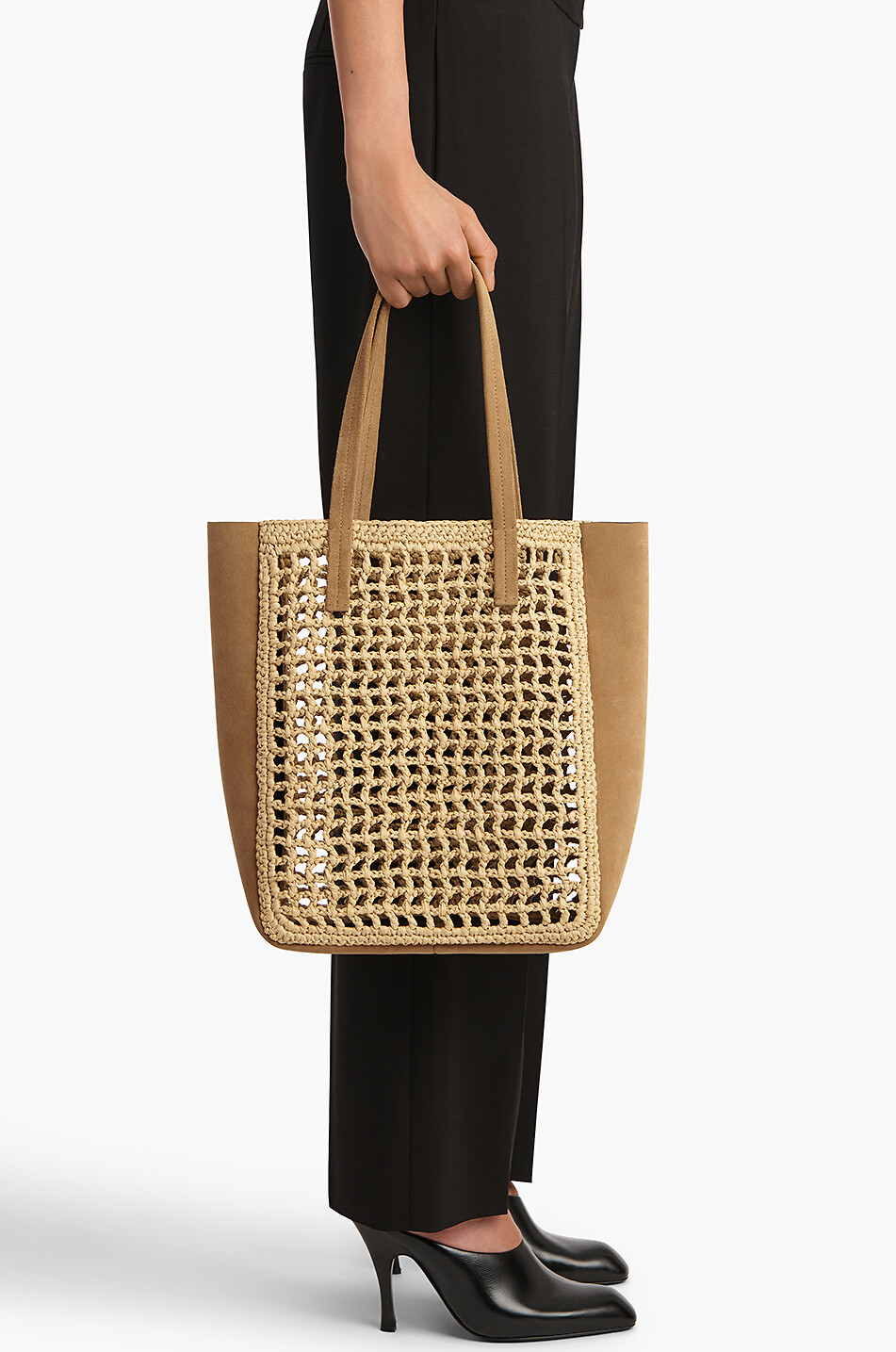 KHAITE Sac cabas en daim et raphia Zoe Small Femme BEIGE 3