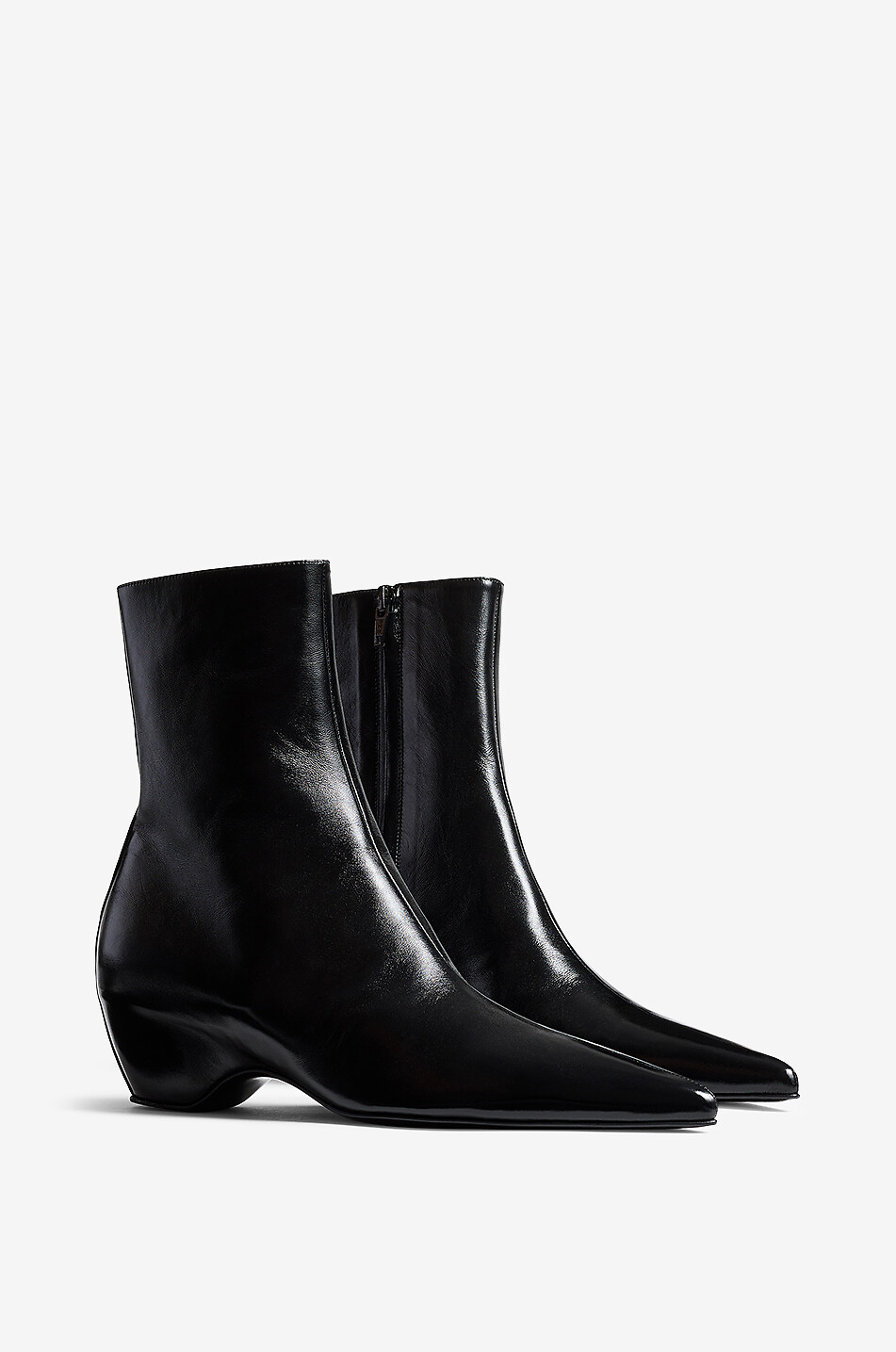 KHAITE Bottines à bout pointu en cuir lisse Sybil 40 Femme NOIR 2
