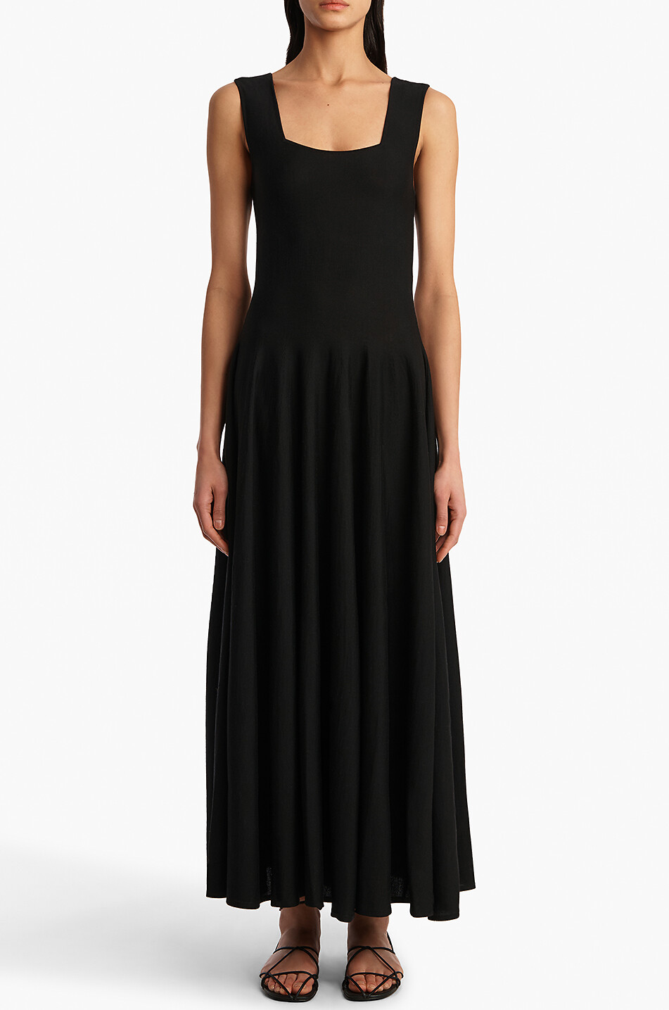 KHAITE Robe longue à bretelles en maille Jodie Femme NOIR 2