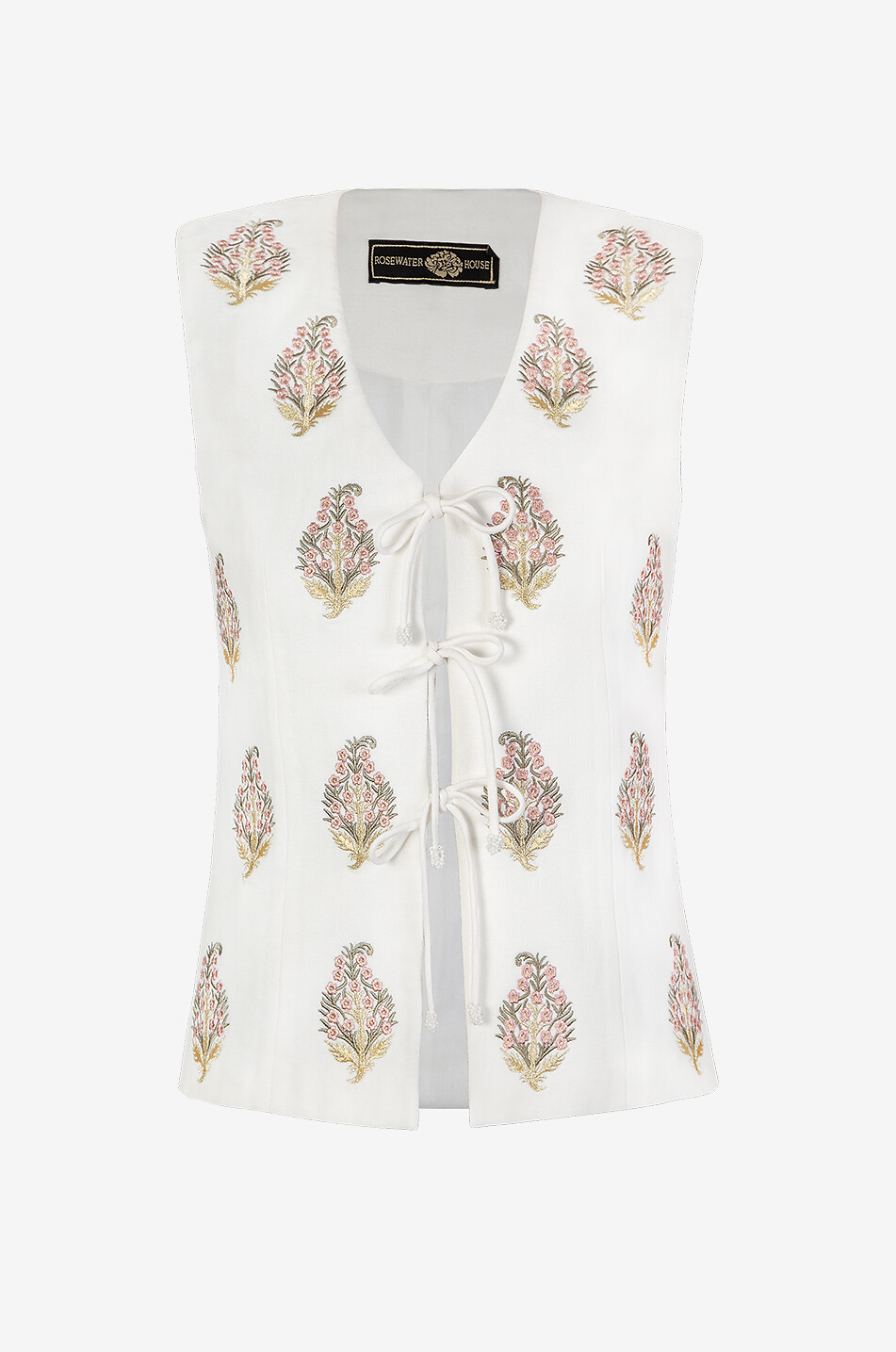 ROSEWATER HOUSE Bestickte Weste aus Leinen Sarv Damen WEISS 1