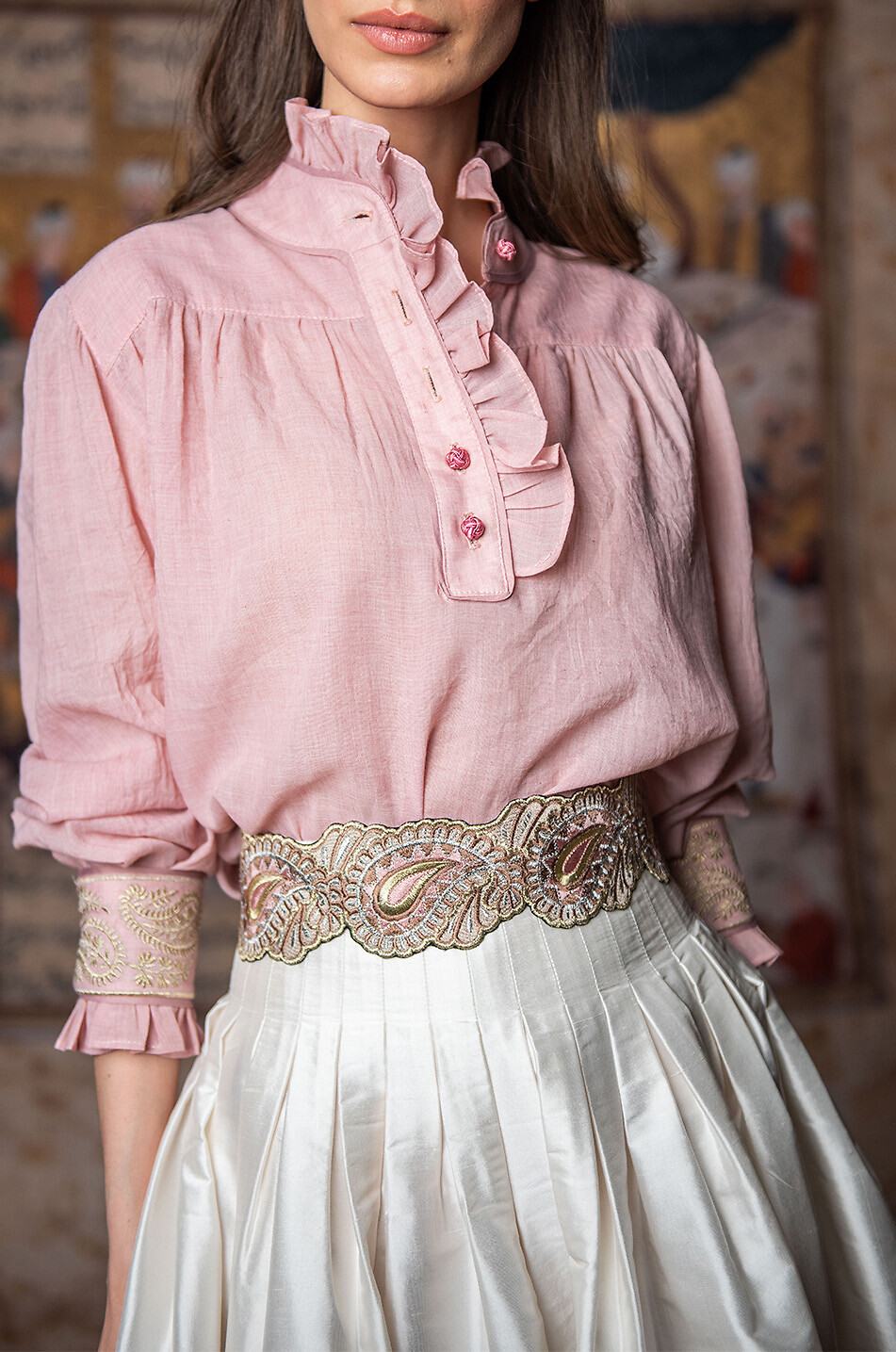 ROSEWATER HOUSE Rüschenbluse aus Voile Cypress Damen ROSA 2
