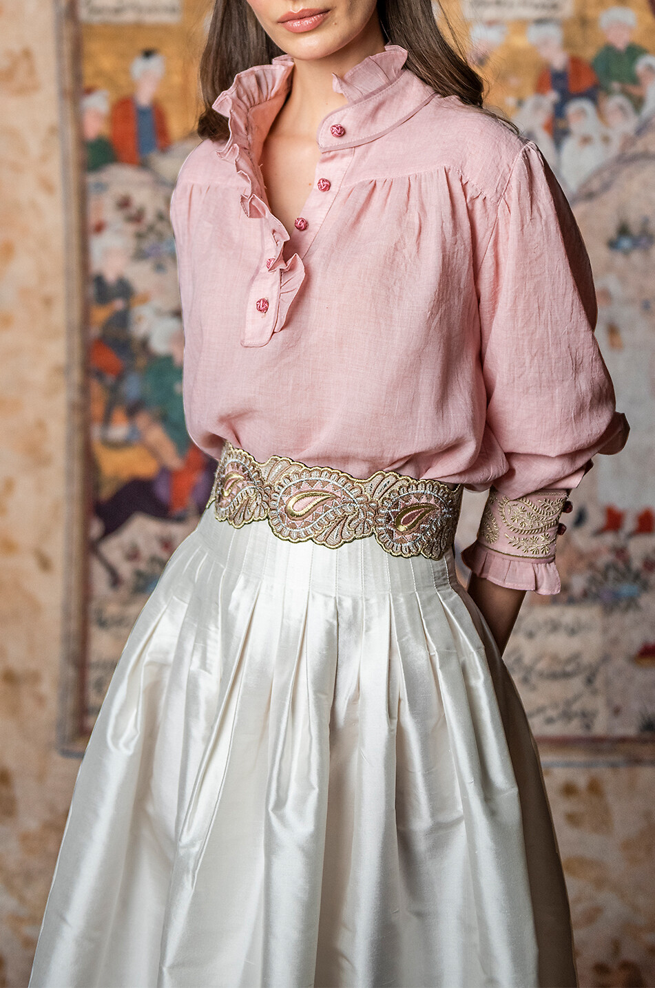 ROSEWATER HOUSE Rüschenbluse aus Voile Cypress Damen ROSA 3