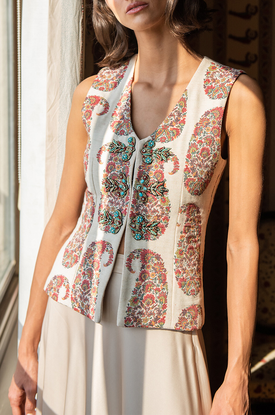 ROSEWATER HOUSE Weste aus Termeh-Paisley-Jacquard Roya Damen BUNT 2