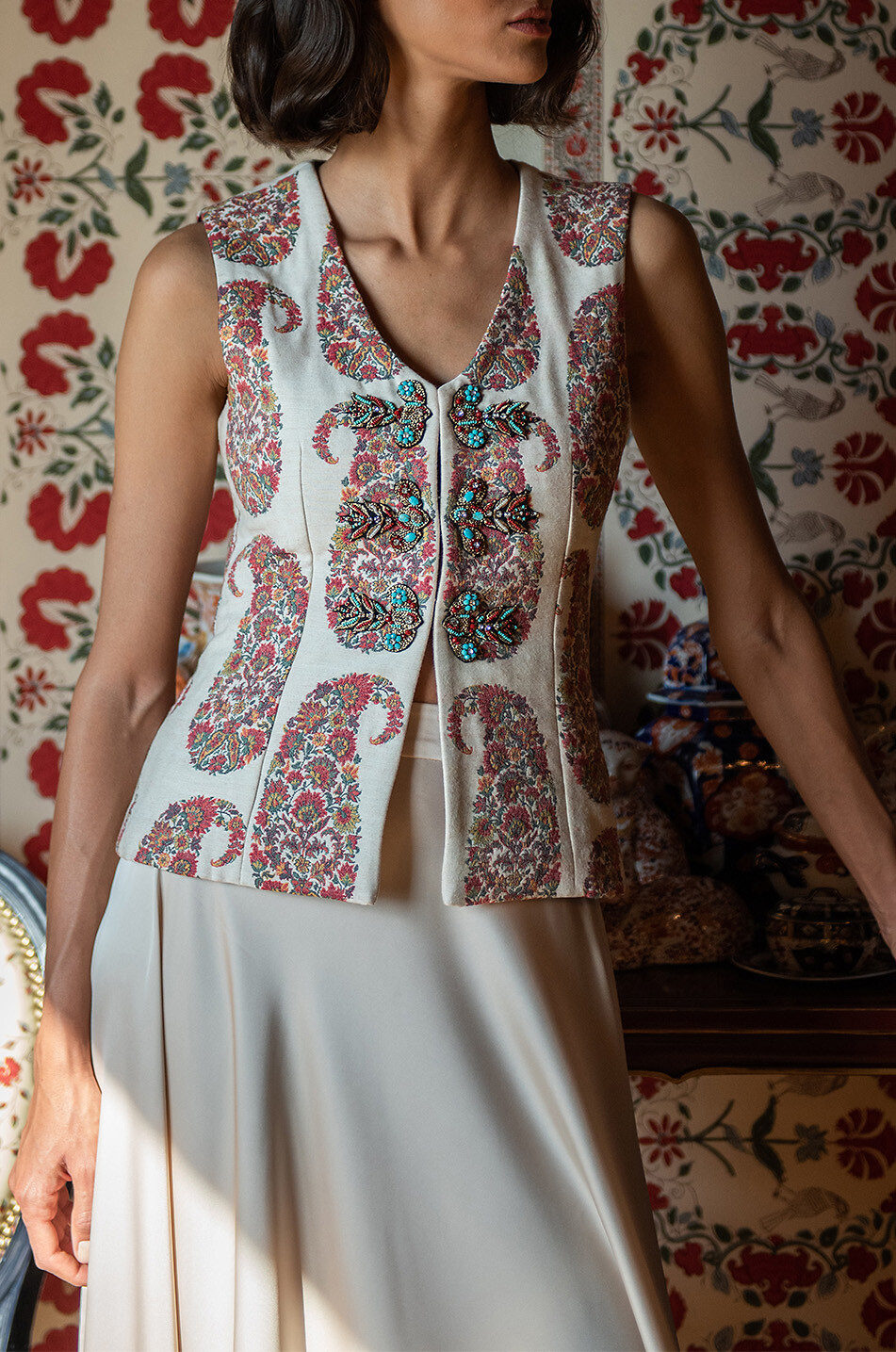 ROSEWATER HOUSE Weste aus Termeh-Paisley-Jacquard Roya Damen BUNT 6
