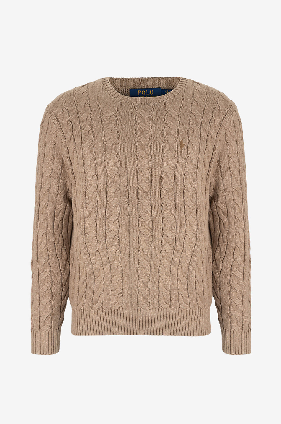 Pony crewneck cable-knit cotton jumper