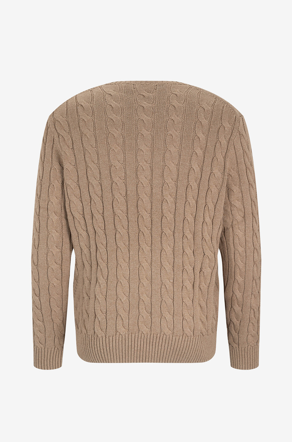 POLO RALPH LAUREN Pony crewneck cable-knit cotton jumper Men CAMEL 2