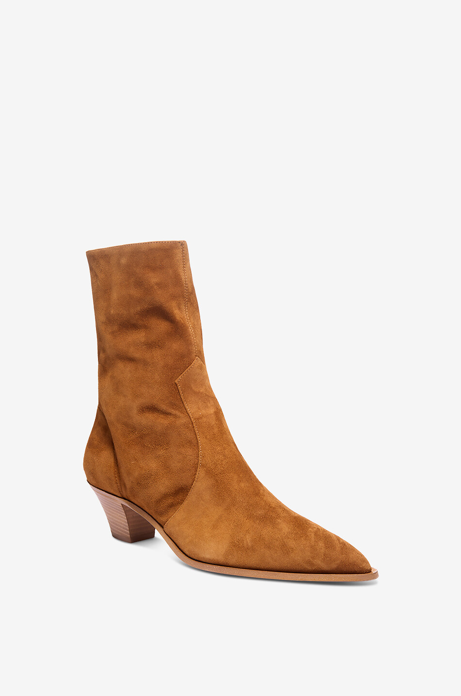 AQUAZZURA Brunswick 45 pointy-toe heeled suede ankle boots Women COGNAC 1